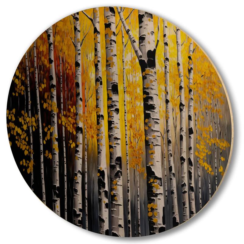 Designart "Into A Golden Birch Forest VI" Country Wood Wall Art Décor